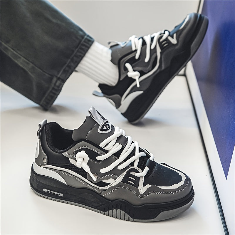 Heren All-Season Vetersportschoenen met Geometrisch Kleurblokpatroon