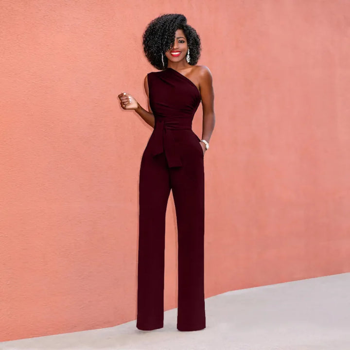 Ivy | Damesjumpsuit met één schouder en tailleceintuur