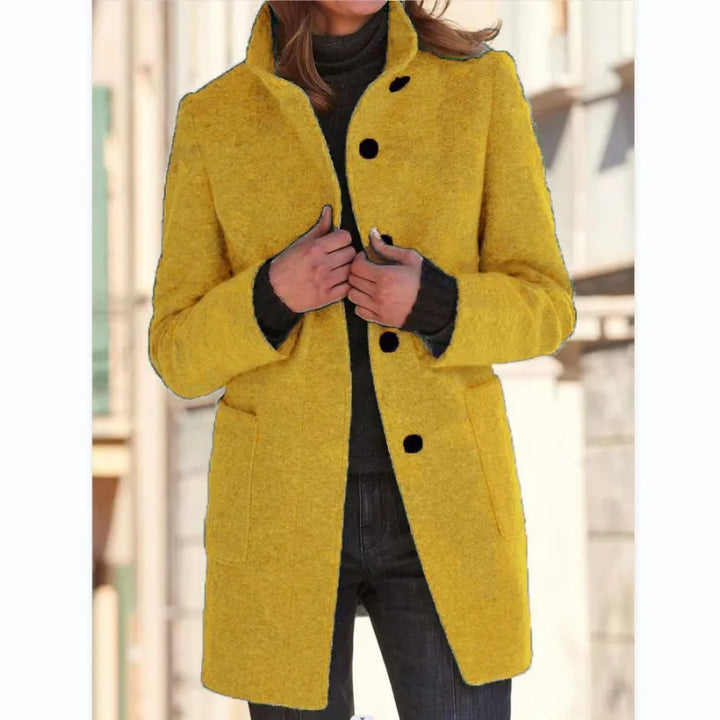 Arabella | Dames mantel met kraag en knoopsluiting