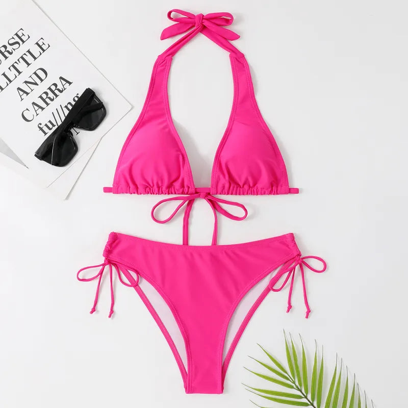 Amelia | Damesbikini met haltertop en striksluitingen