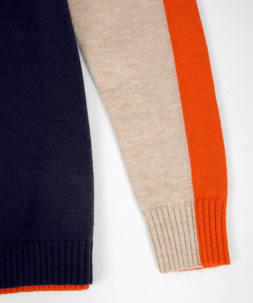 Dames Color Block Gebreide Trui met Contrast Mouwen