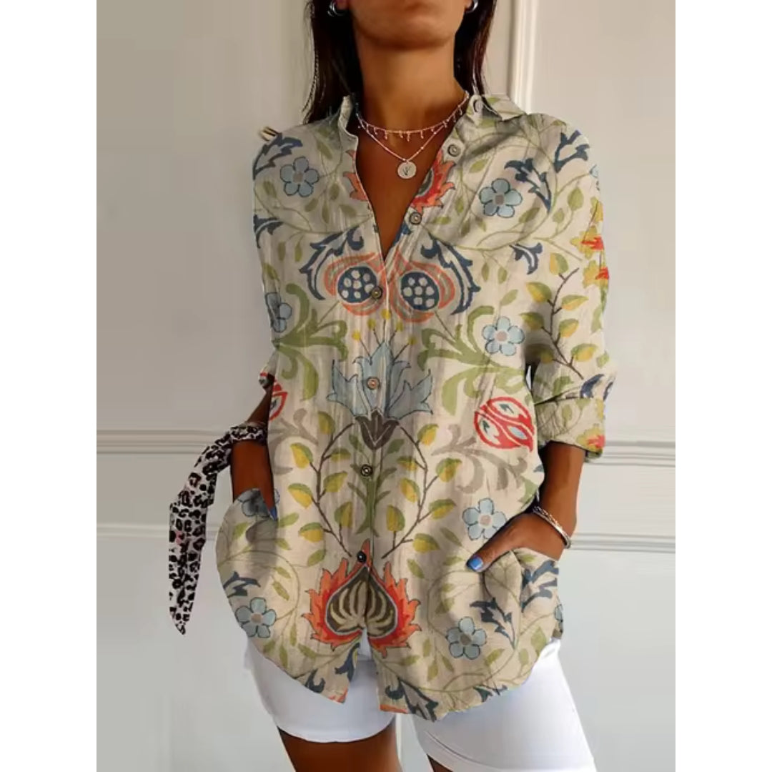 Bloemen Blouse met Knopen voor Dames