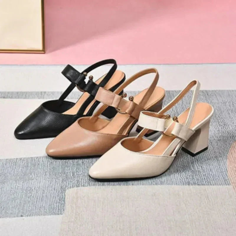 Ingrid | Dames Slingback Mary Jane Hakken Met Blokhak En Puntneus