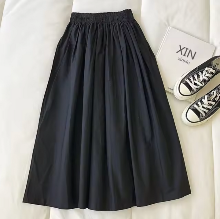 Dames Midi Rok met Elastische Taille