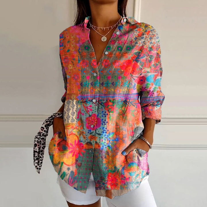 Jocelyn | Dames Shirt met Kleurrijk Patroon en Relaxte Pasvorm