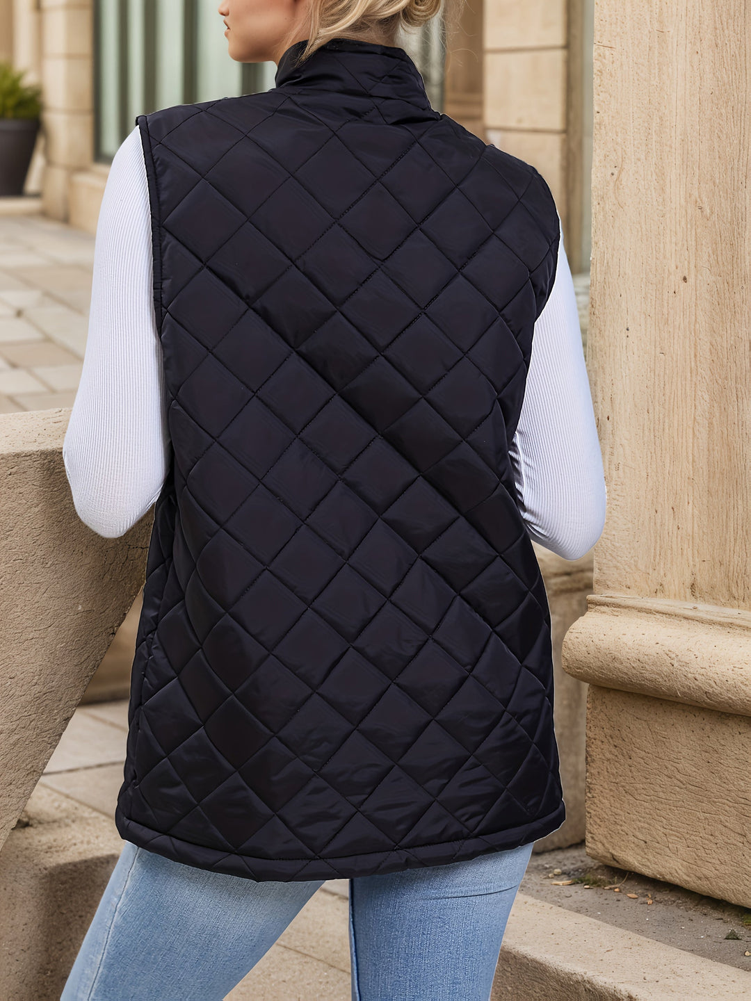 Eileen | Gelaagd Lang Vest met Ruitpatroon