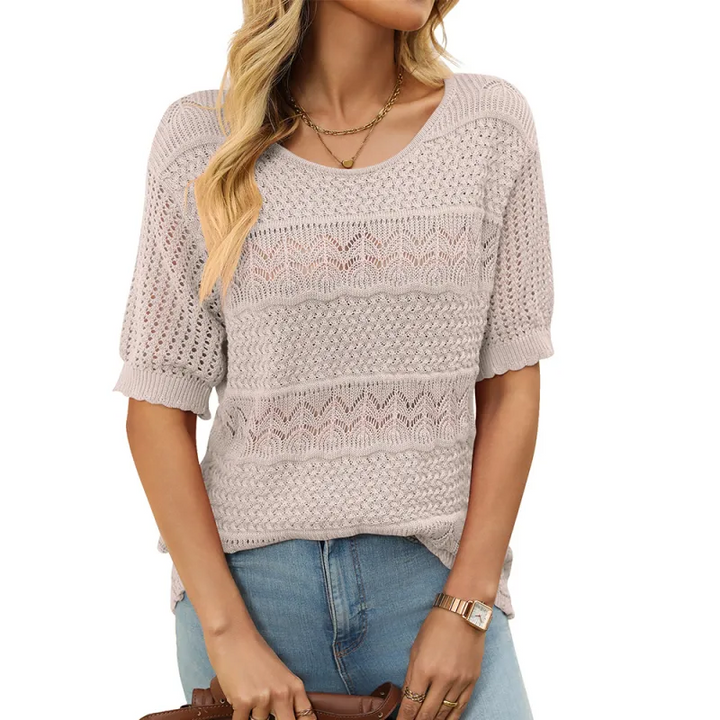 Wovelle – Dames Textured Knit Top voor Warme Dagen