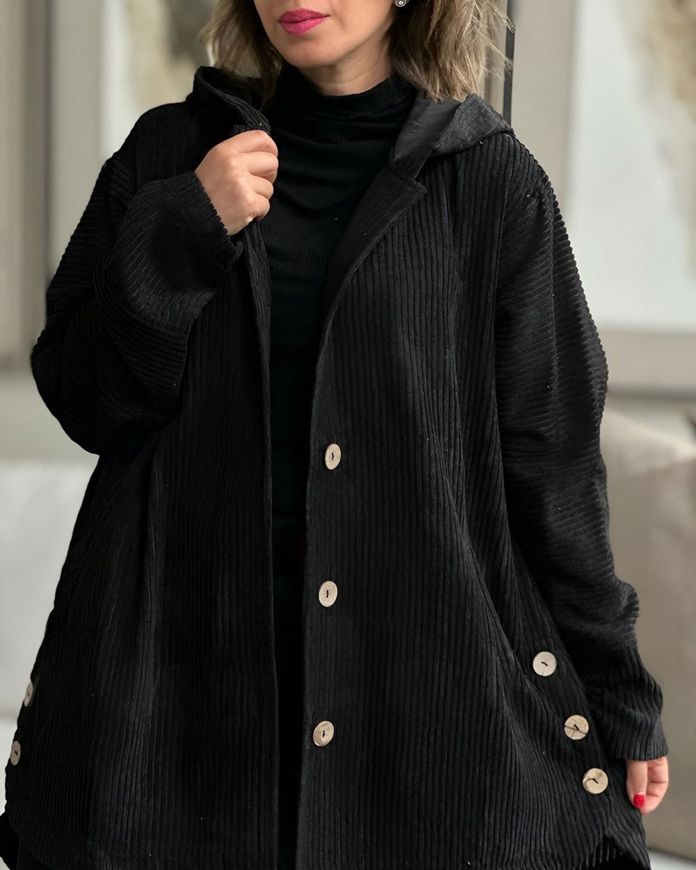 Cordia - Comfortabele Cord-Jack met Kap