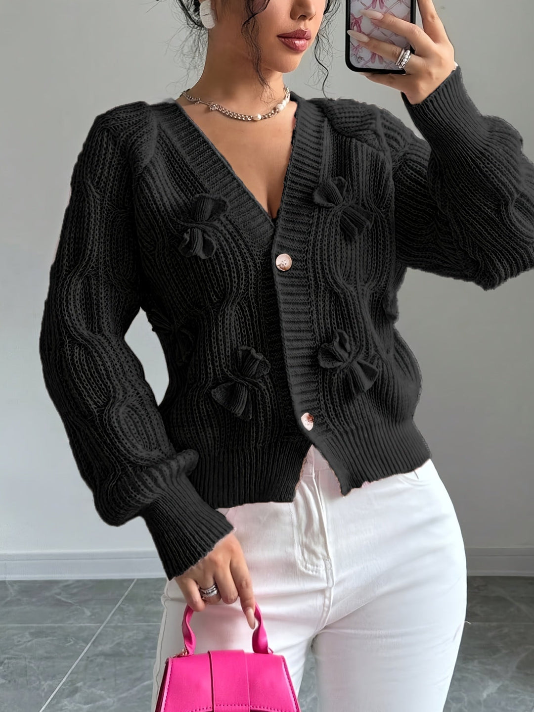 Juniper | Zachte Cardigan met Boogdetail en Lange Mouwen