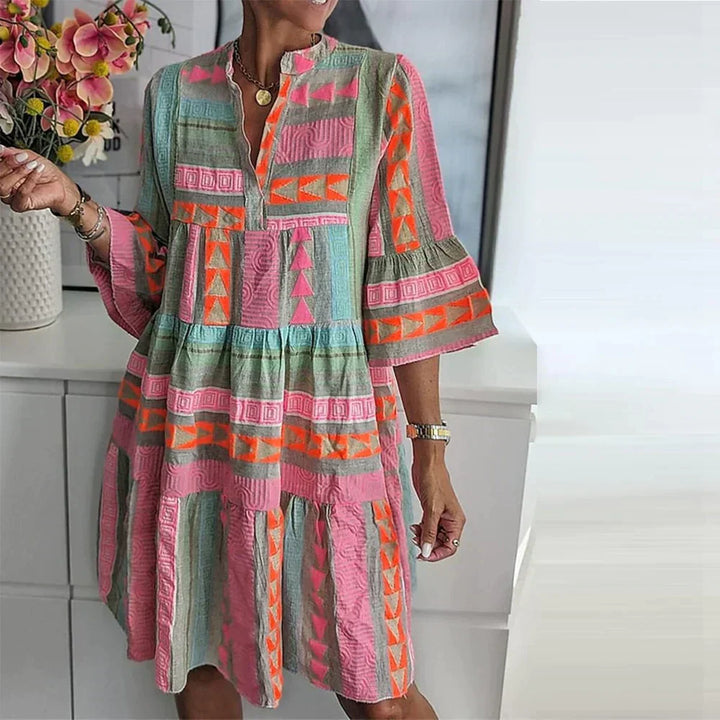 Daisy | Elegante Midi-Jurk met Halflange Pofmouwen