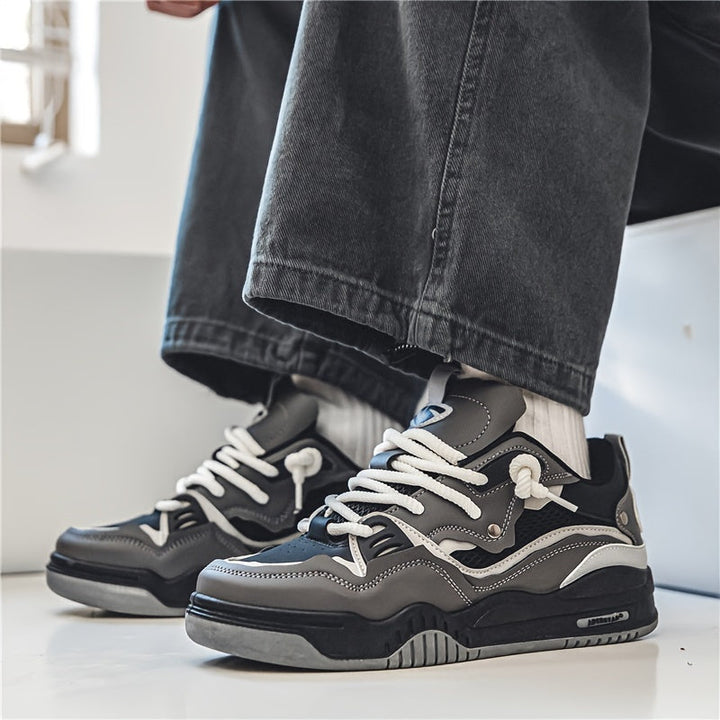 Heren All-Season Vetersportschoenen met Geometrisch Kleurblokpatroon