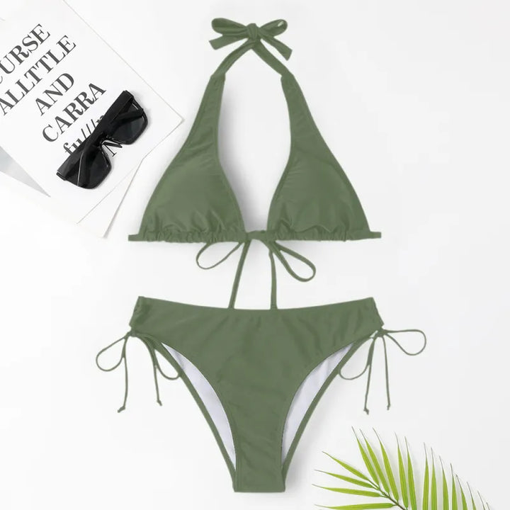 Amelia | Damesbikini met haltertop en striksluitingen