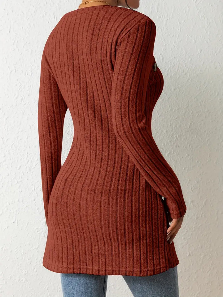 Julia - Trendy Geribbelde Asymmetrische Top