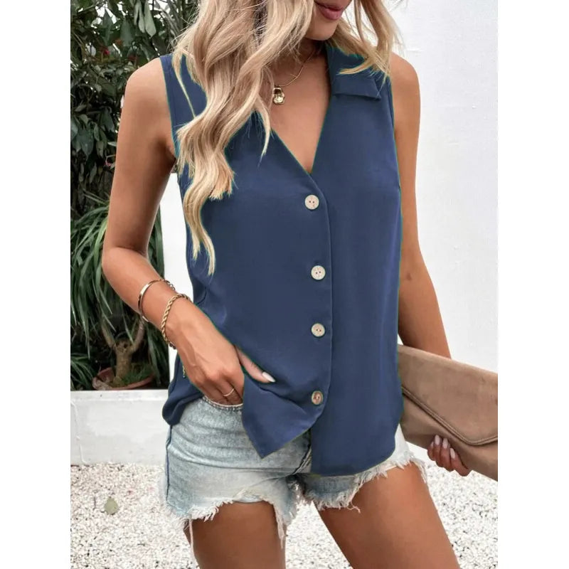 Hazel | Dames Top met Knoopsluiting en Spaghettibandjes