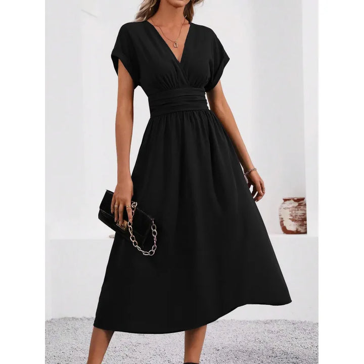 Alenya | Dames midi-jurk met V-hals en tailleband