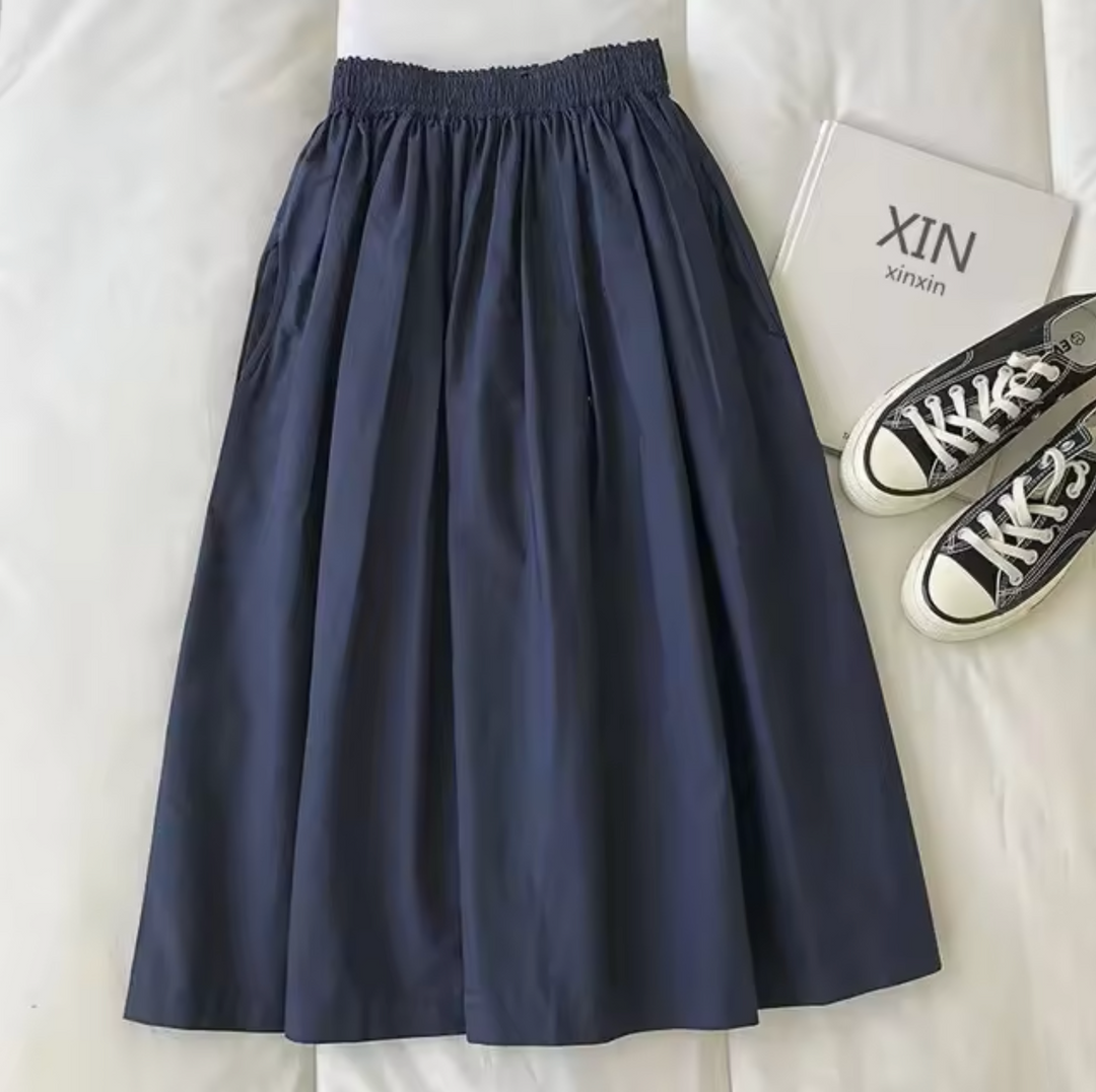 Dames Midi Rok met Elastische Taille