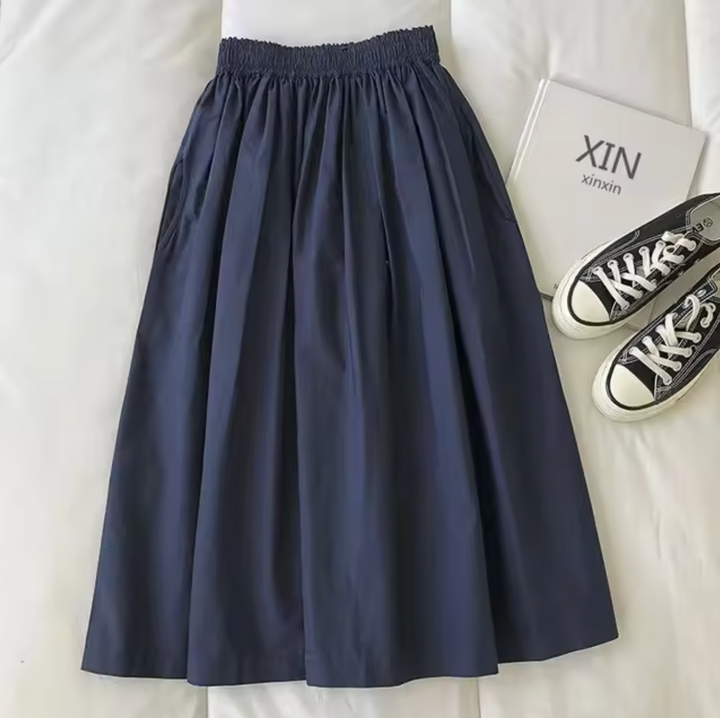 Dames Midi Rok met Elastische Taille