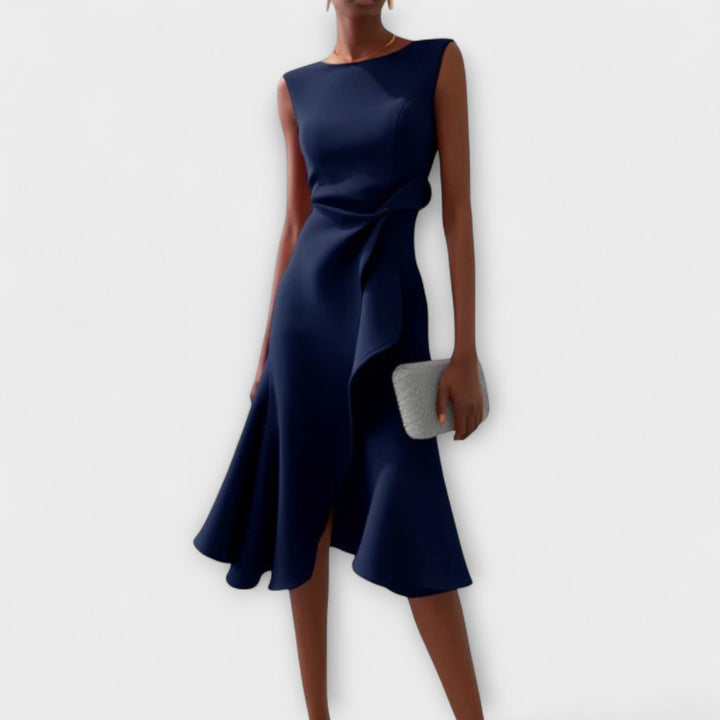 Brittany | Dames Drapé Asymmetrische Midikleed