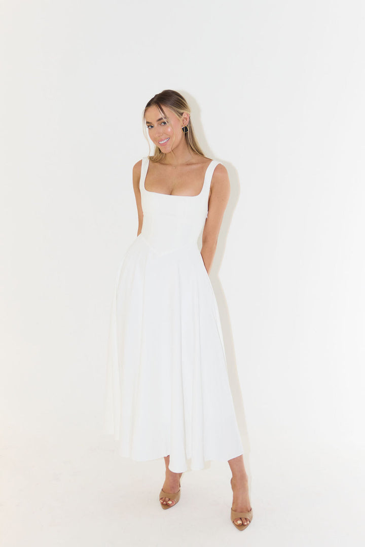 Paloma | Midi Jurk met Vierkante Hals