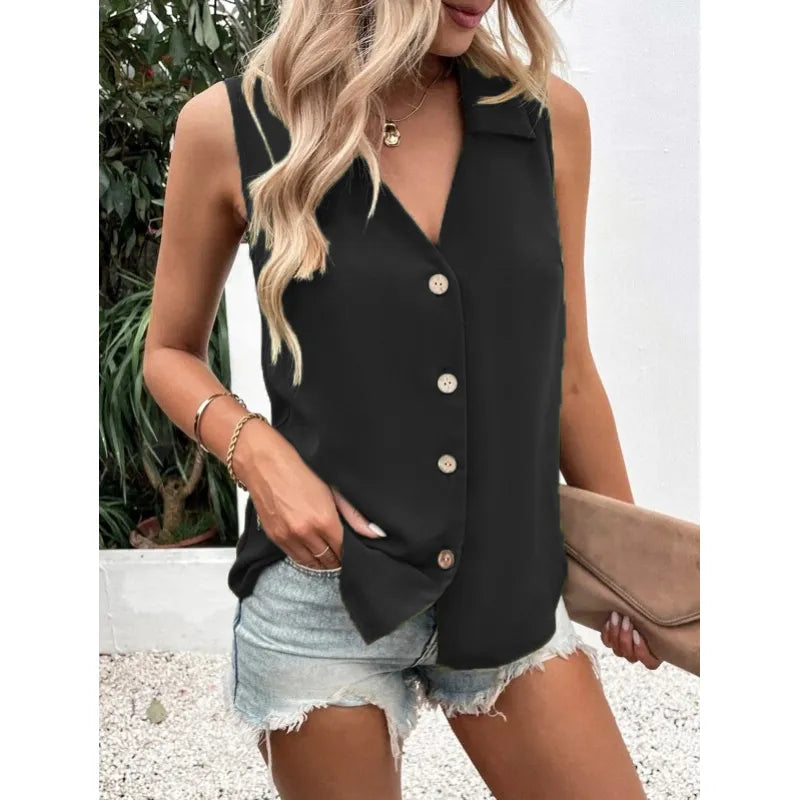 Hazel | Dames Top met Knoopsluiting en Spaghettibandjes