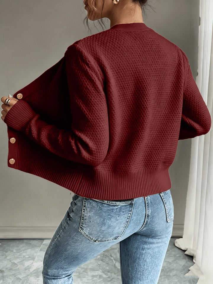 Eleanora | Kabelgebreide Knopen-Voorkant Cardigan