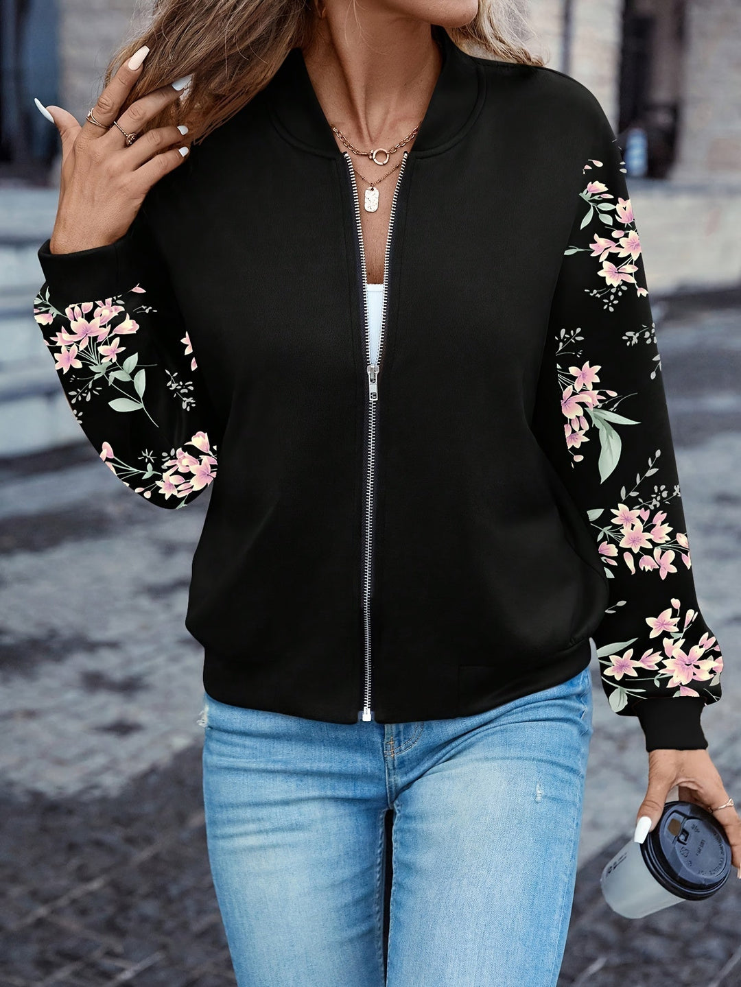 Thea - Trendy Bloemenprint Jas