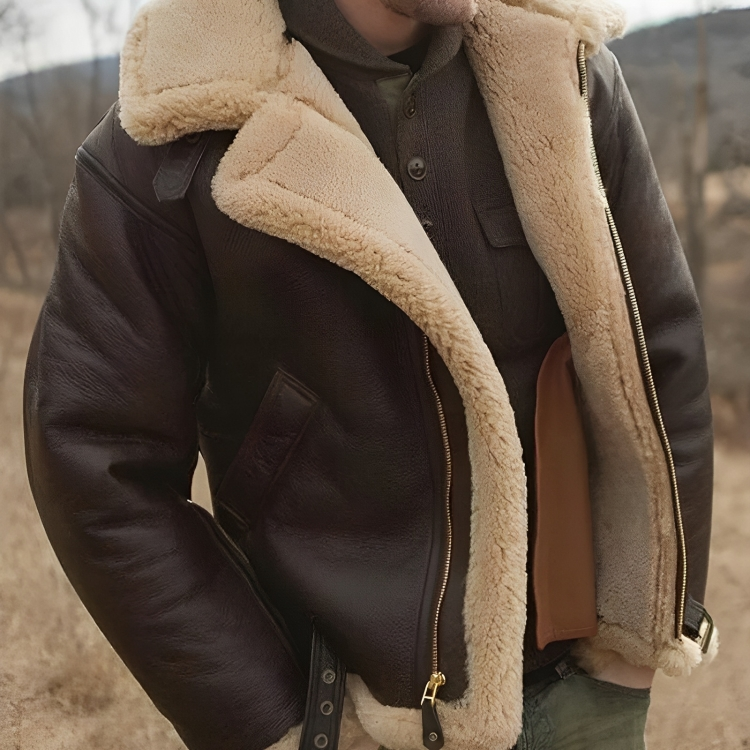 Heren Shearling Zip-Up Buitenkleding Winterjas