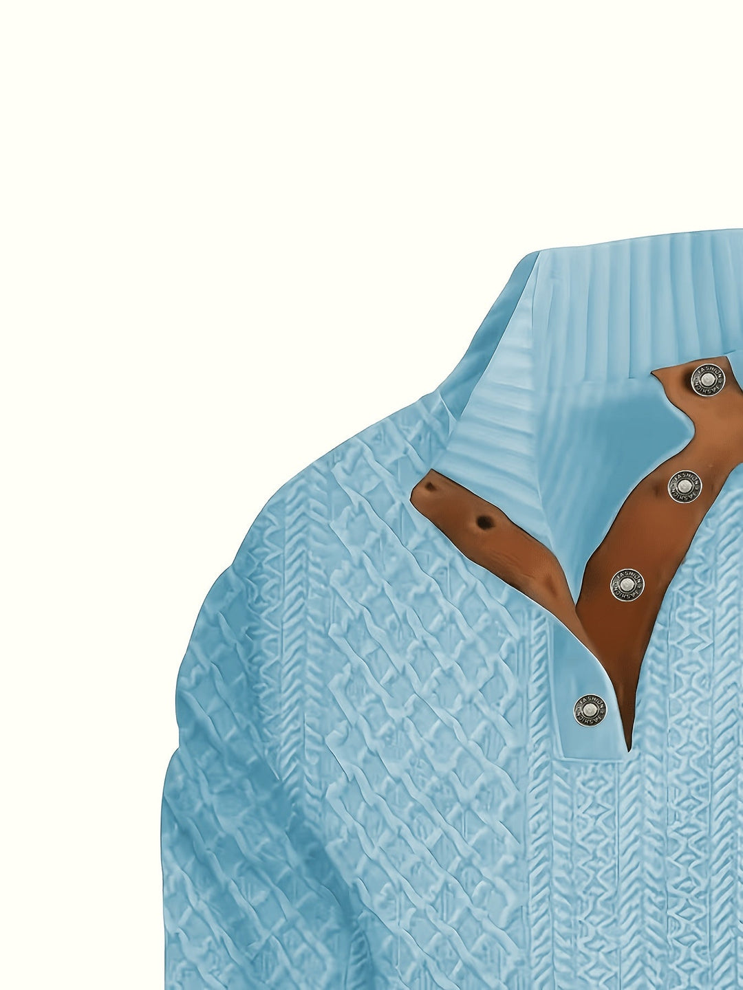 Ronan | Staande Kraag Knop Henley Trui