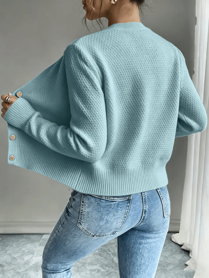 Eleanora | Kabelgebreide Knopen-Voorkant Cardigan