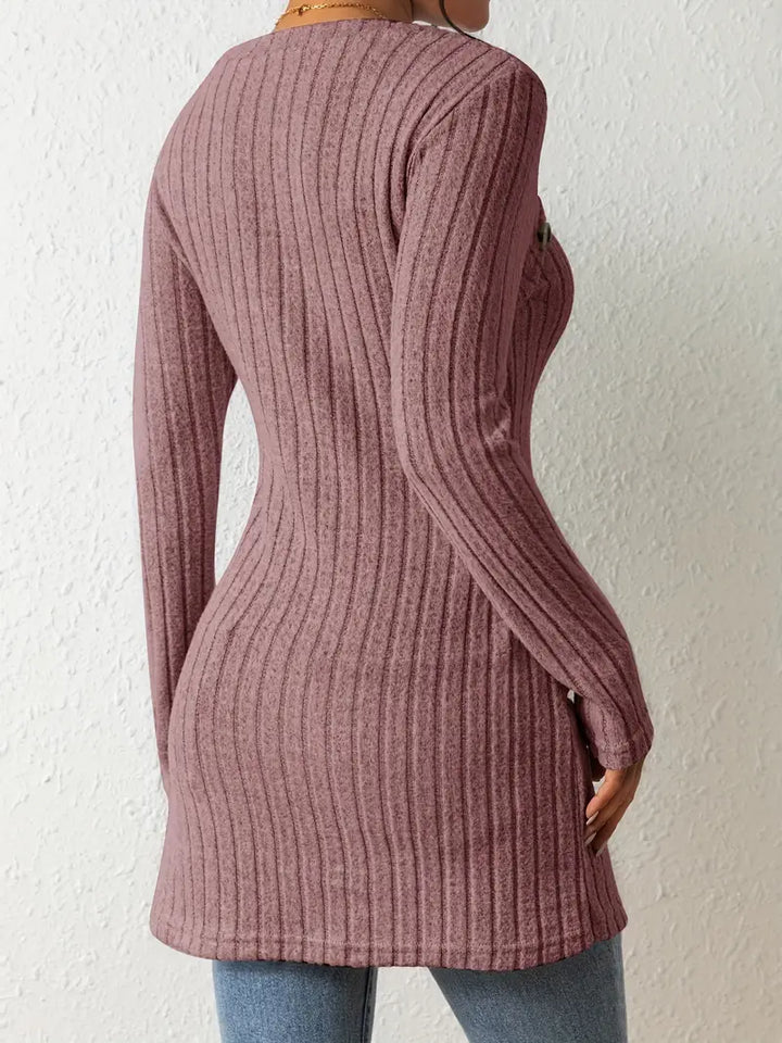 Julia - Trendy Geribbelde Asymmetrische Top