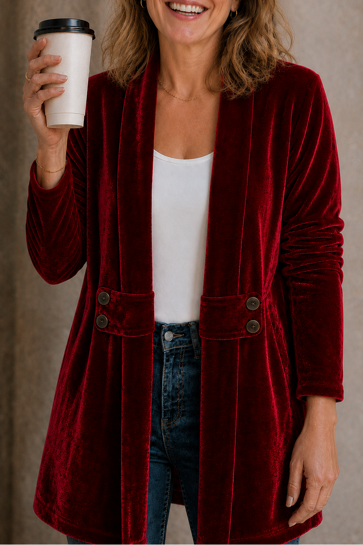 Velbourne – Dubbelzijdige Fluwelen-Look Cardigan
