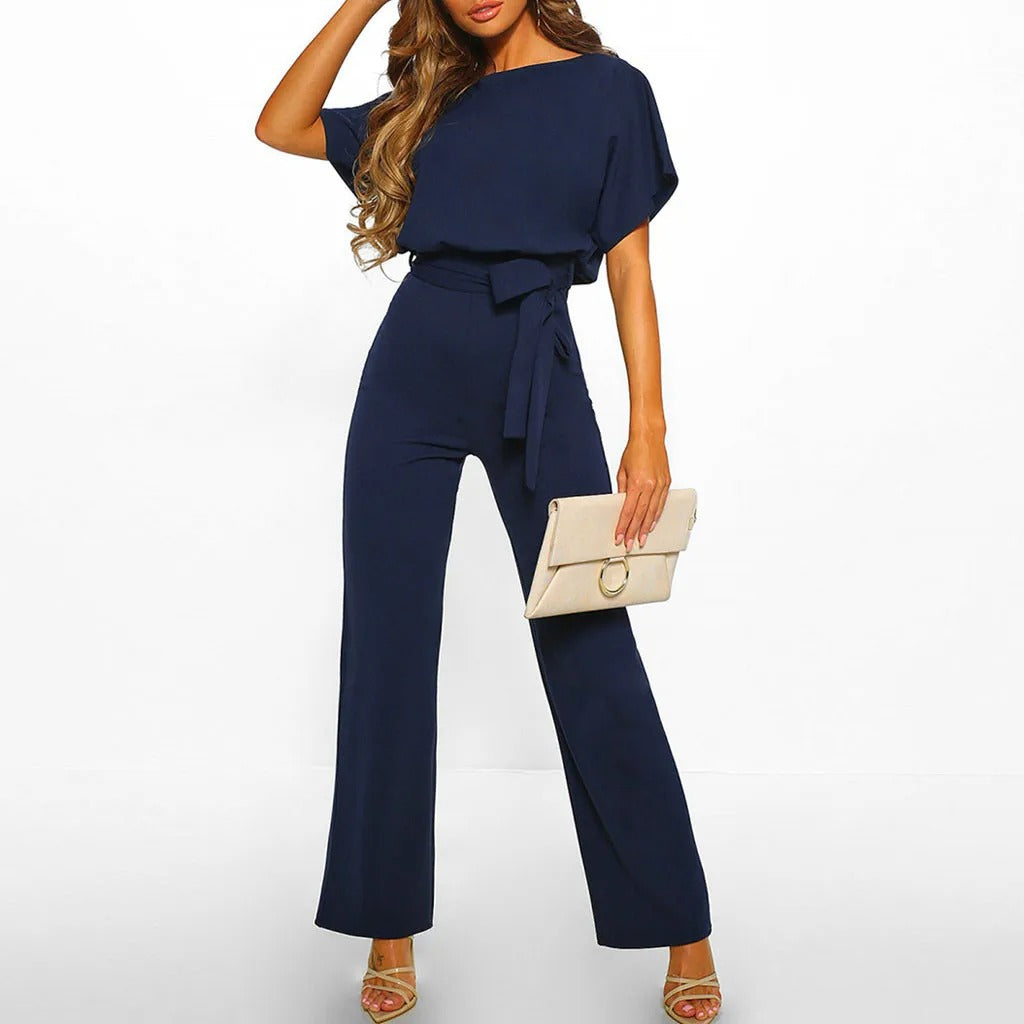 Jumpsuit met Ruche Mouwen en Riem voor Dames