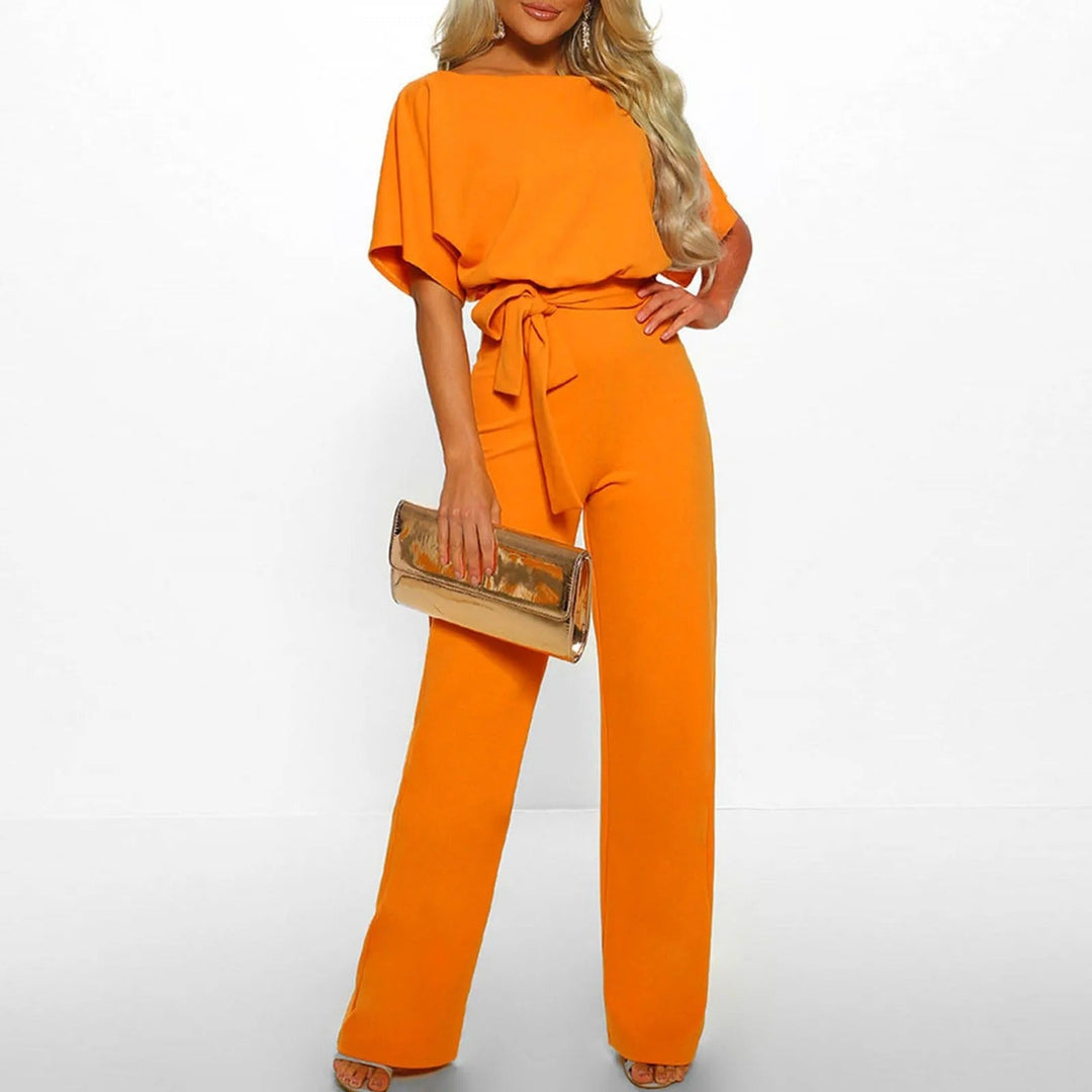 Jumpsuit met Ruche Mouwen en Riem voor Dames