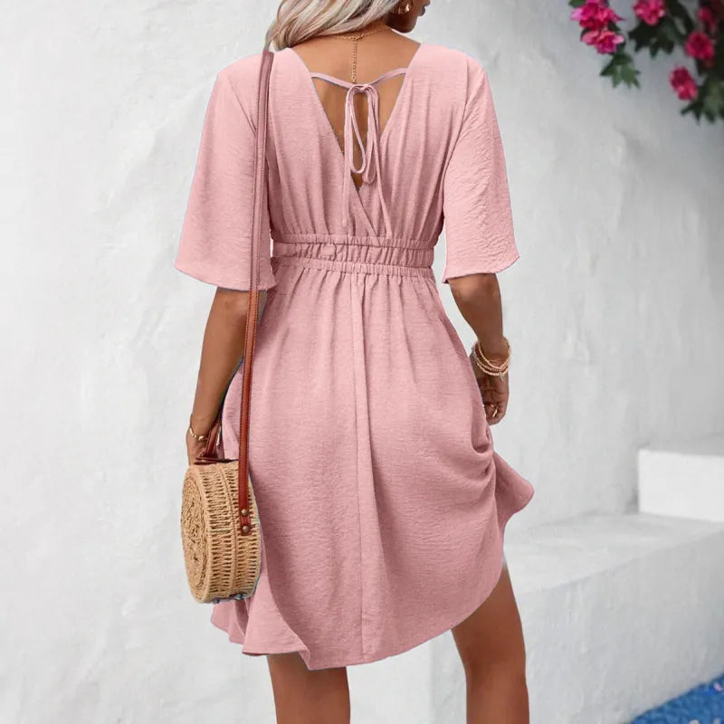 Judy | Dames Jurk met V-Hals en Elastische Taille