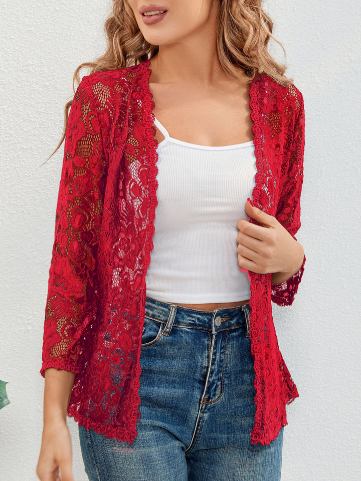 Cassandra | Bloemig Opengewerkt Cardigan