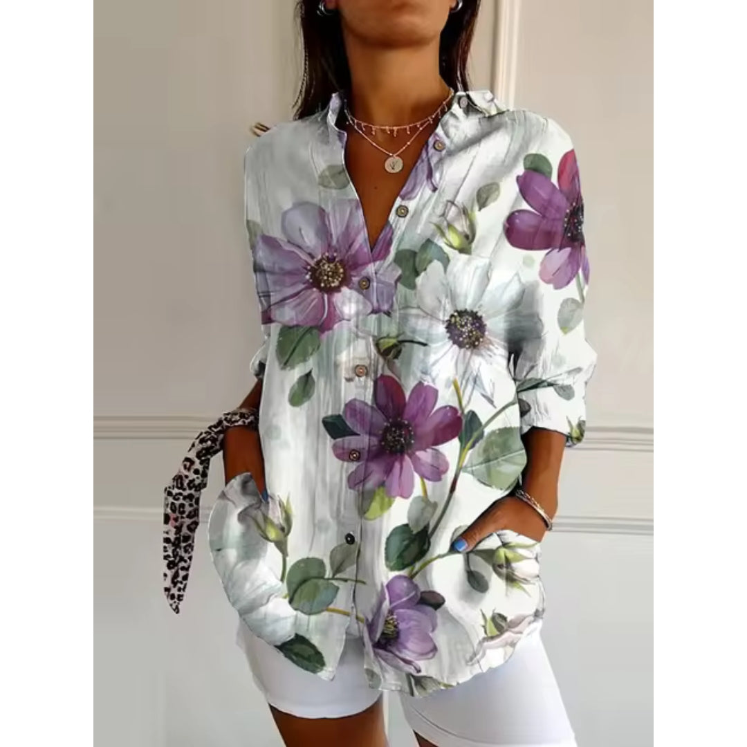 Bloemen Blouse met Knopen voor Dames