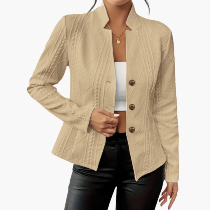 Dames Blazer met Reverskraag en Knopen Sluiting