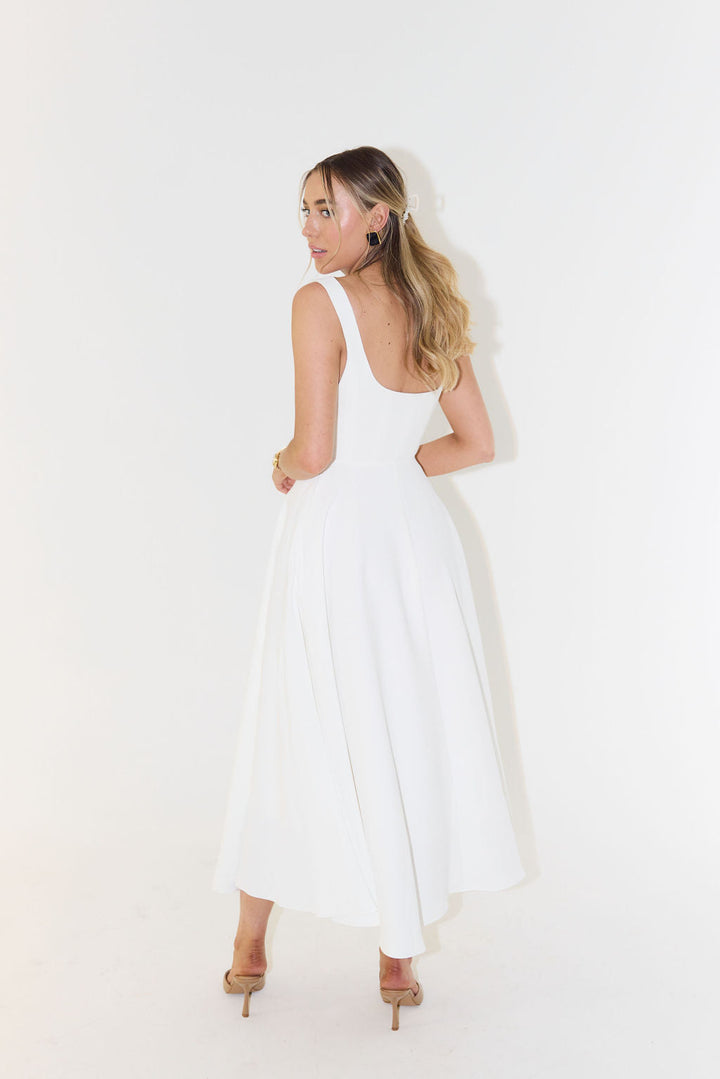 Paloma | Midi Jurk met Vierkante Hals