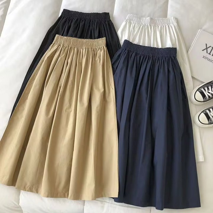 Dames Midi Rok met Elastische Taille