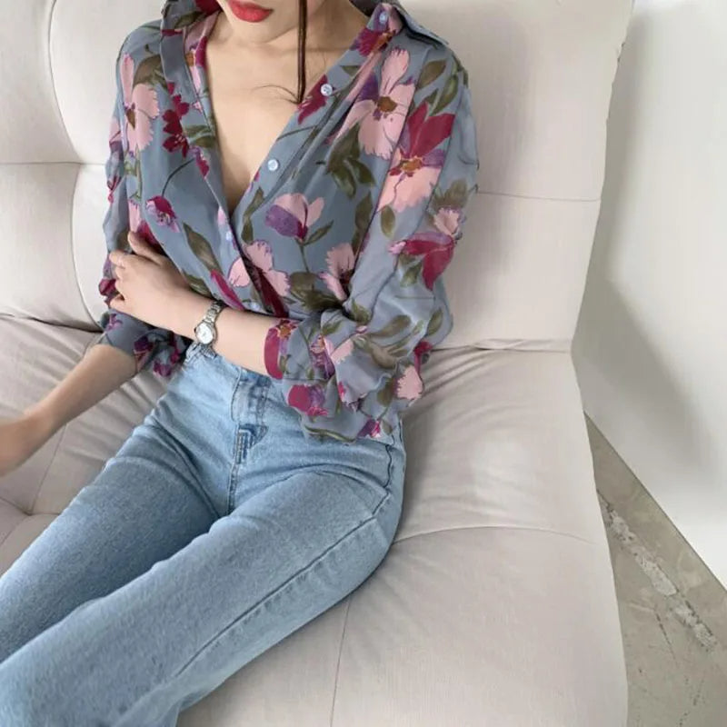 Elegante Chiffon Blouse Voor Dames
