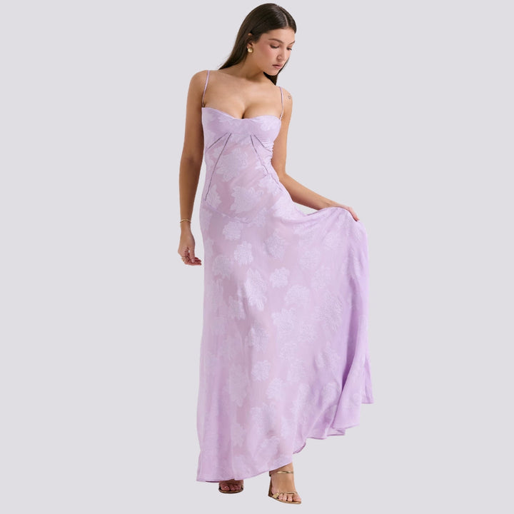 Maddy | Elegante Dames Maxikleed met Spaghettibandjes & Bloemenpatroon