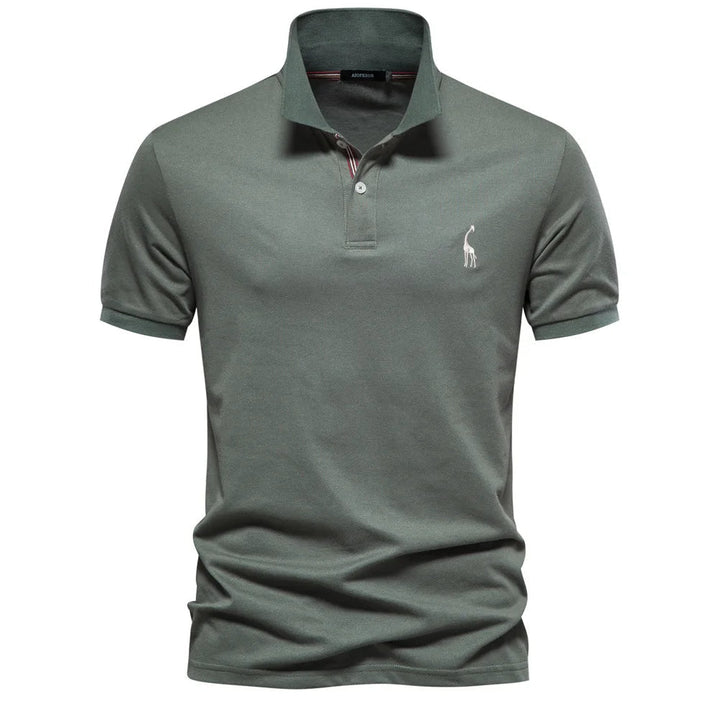 Caleb – Luxe Katoenen Polo met Hertenborduursel