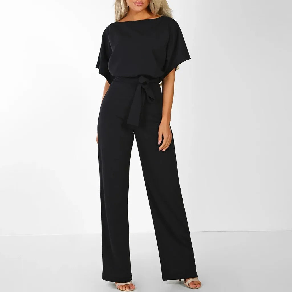 Jumpsuit met Ruche Mouwen en Riem voor Dames