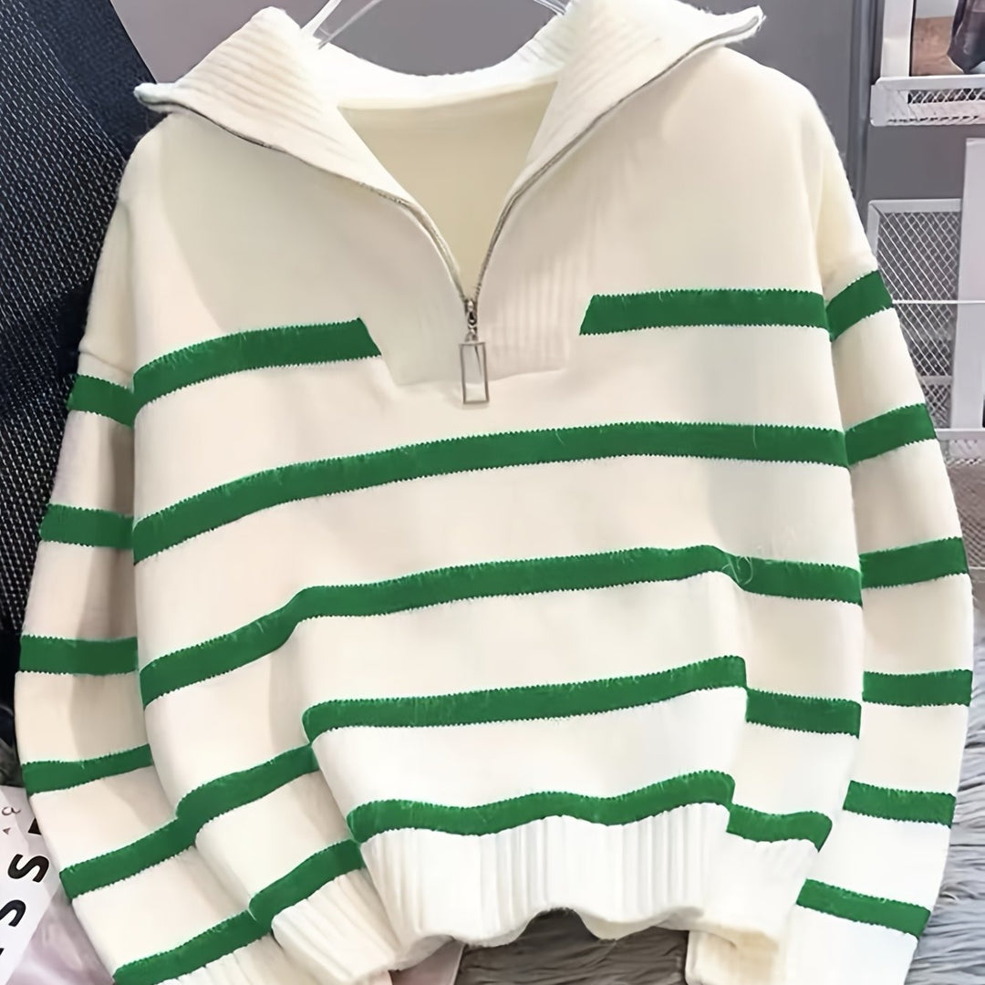 Sabina | Gestreepte Quarter-Zip Trui
