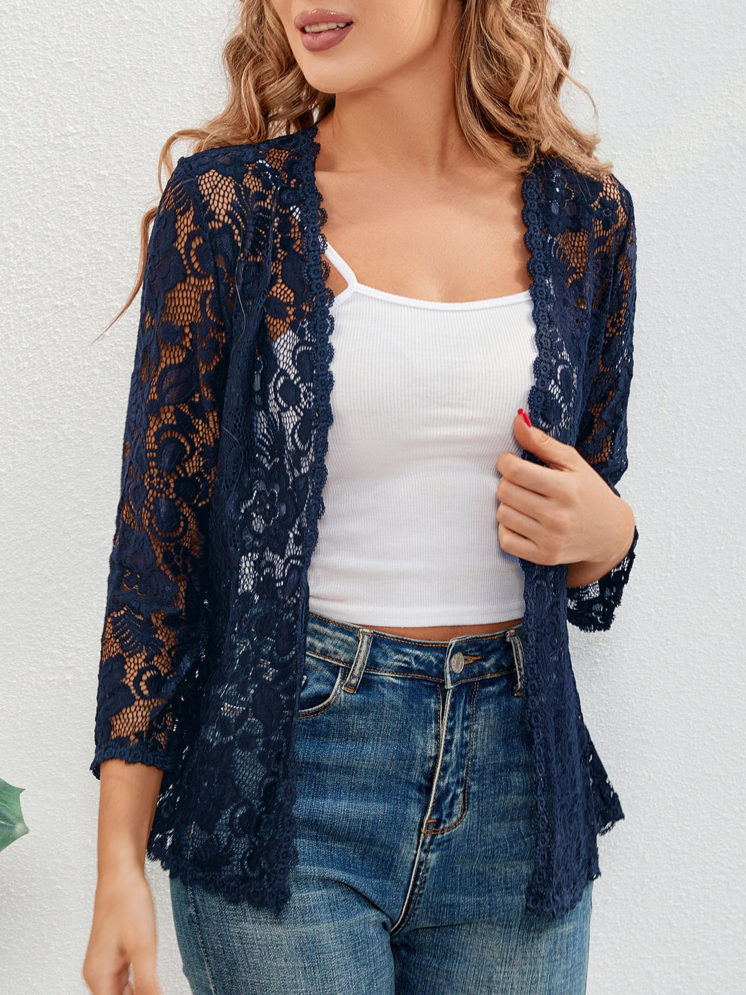 Cassandra | Bloemig Opengewerkt Cardigan