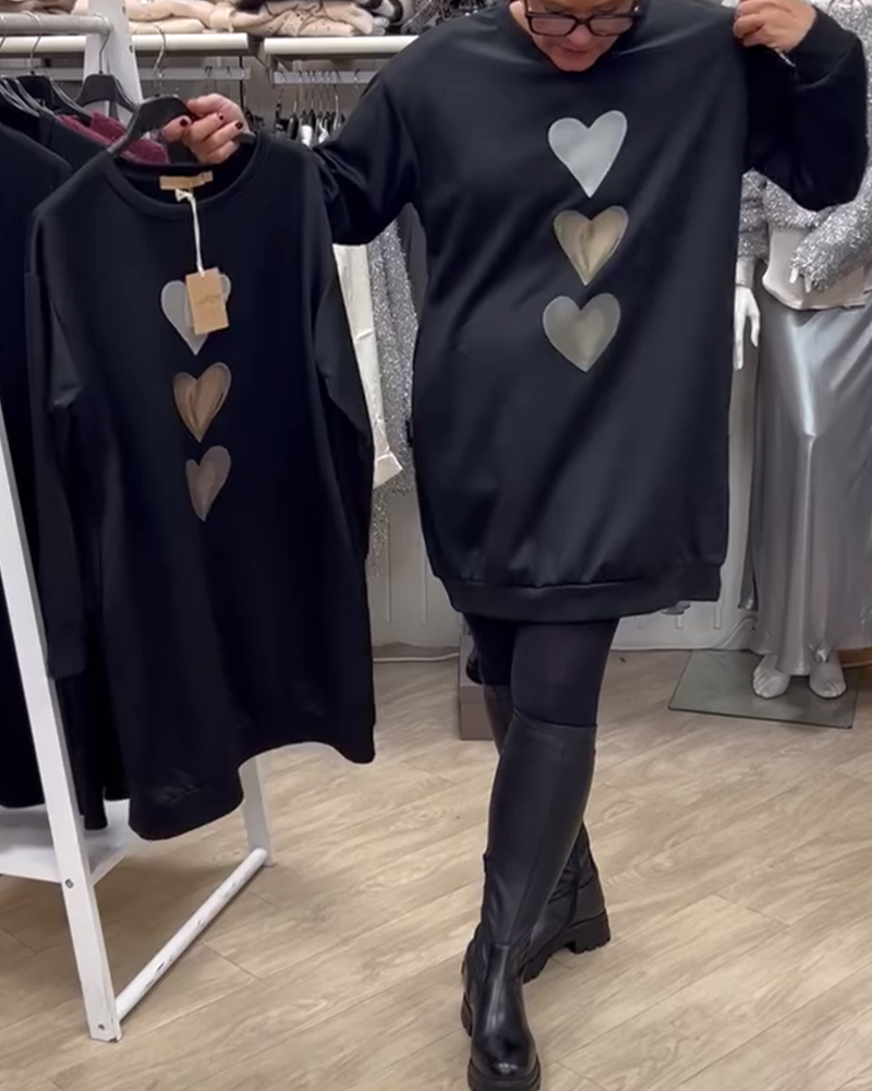 Francine - Dames lange mouwen Hartpatroon Sweatshirt