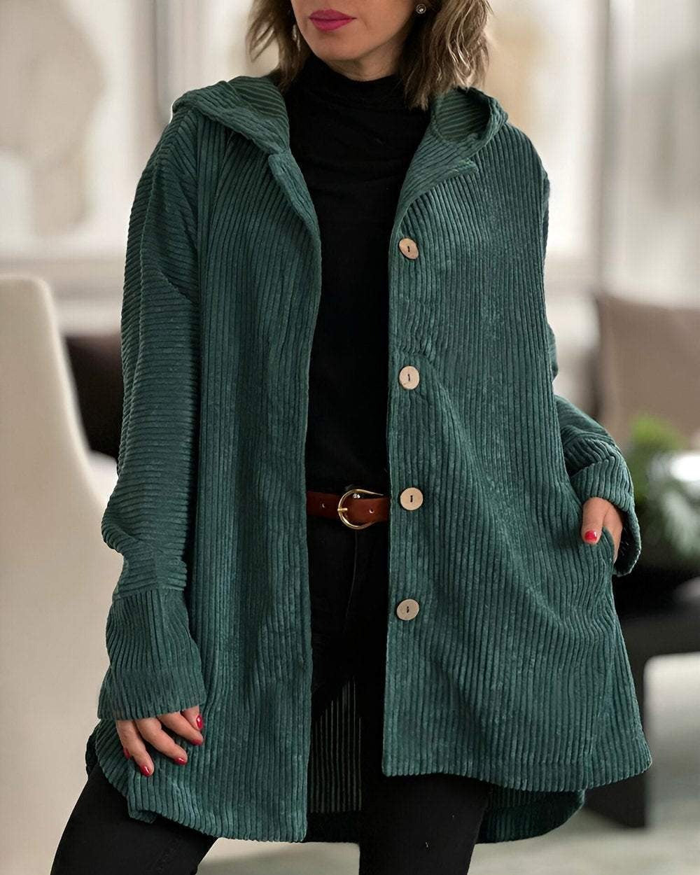 Cordia - Comfortabele Cord-Jack met Kap