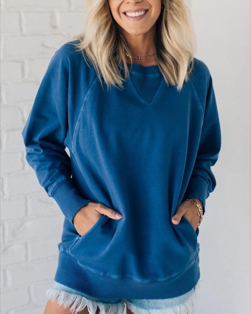 VIOLA - Geribbelde Accent Pocketed Pullover