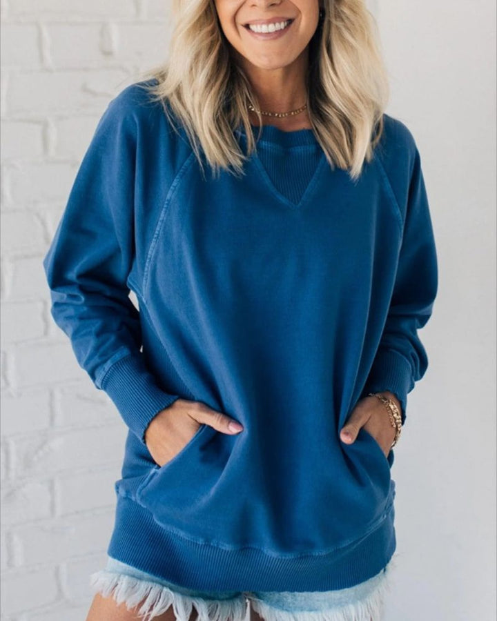 VIOLA - Geribbelde Accent Pocketed Pullover