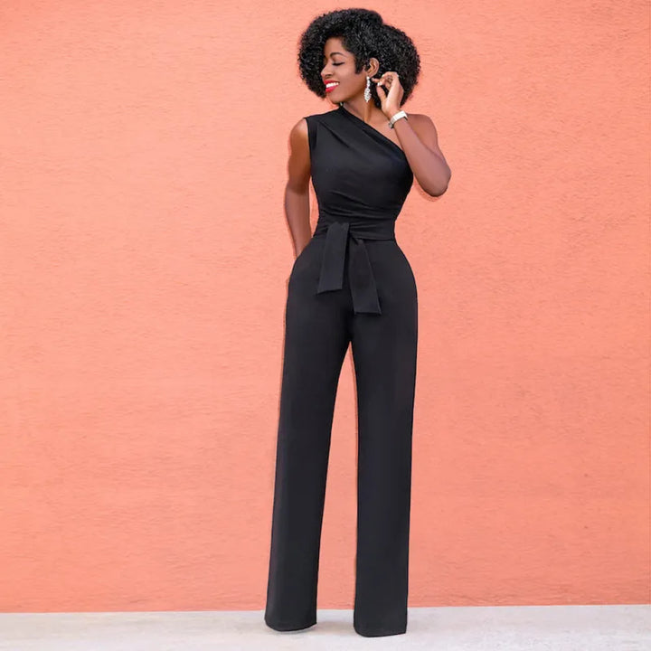 Ivy | Damesjumpsuit met één schouder en tailleceintuur
